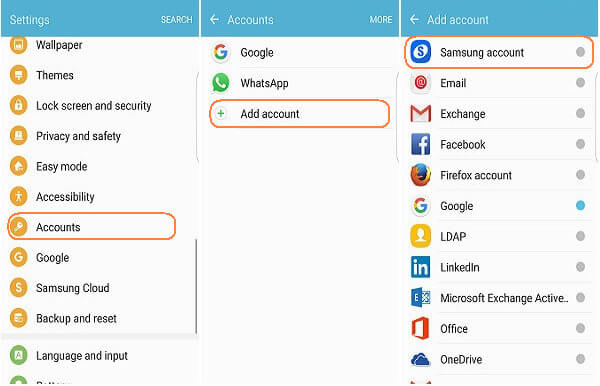 samsung account settings