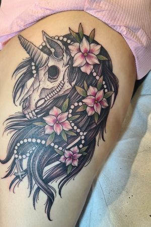 unicorn skull tattoo