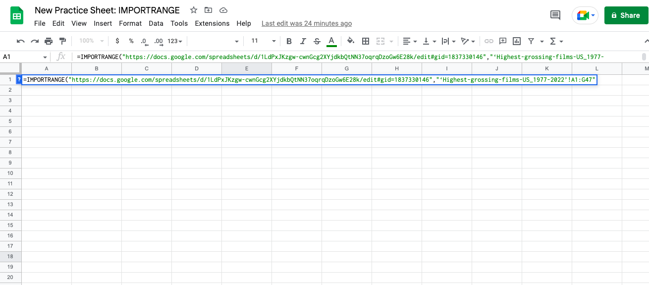 google sheets importrange