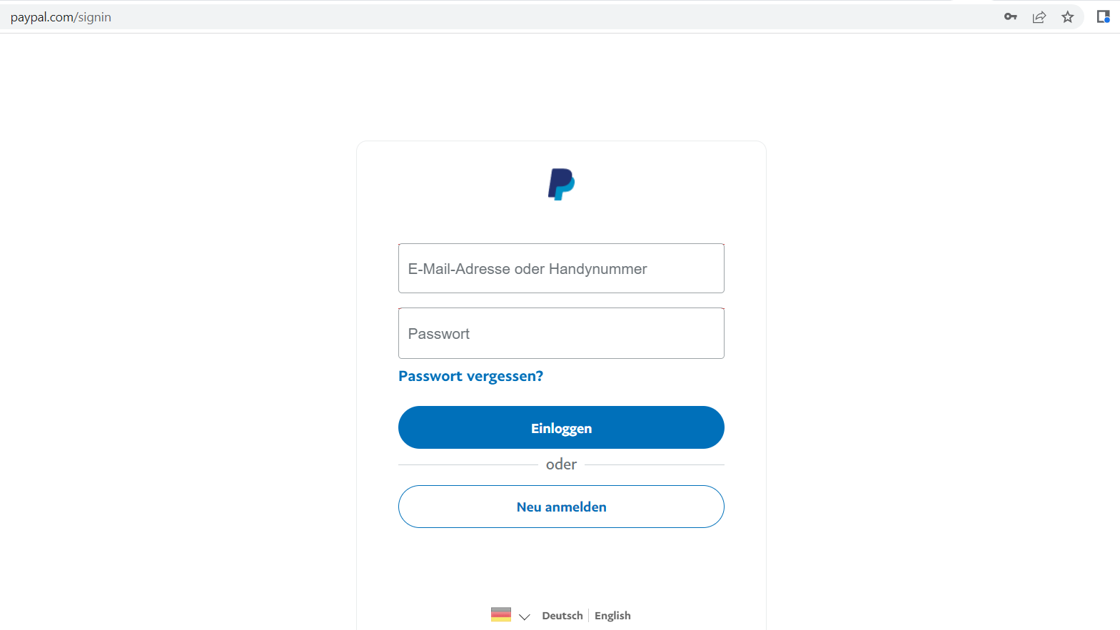 paypal log in probleme