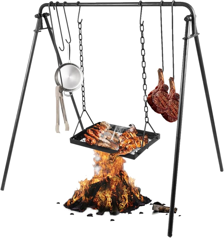 swing away campfire cooking stand