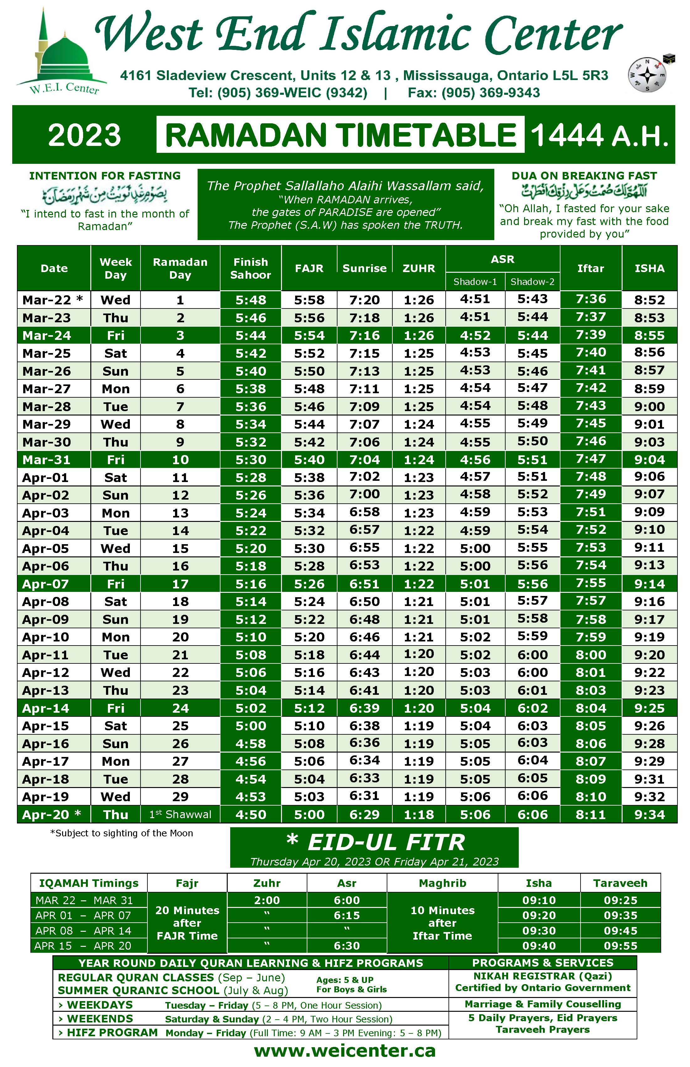 ramadan fasting times 2023