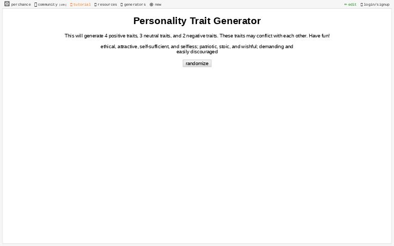 random personality trait generator