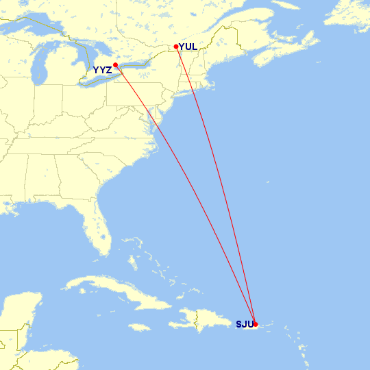 flight time from toronto to puerto rico