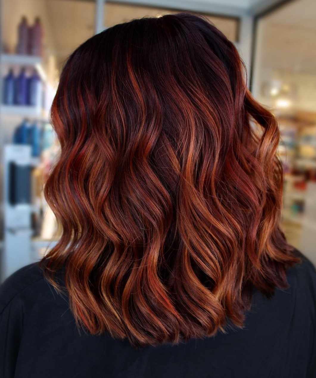 red brown hair color with highlights