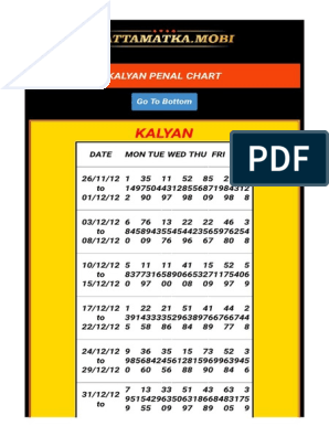 kalyan day chart penal