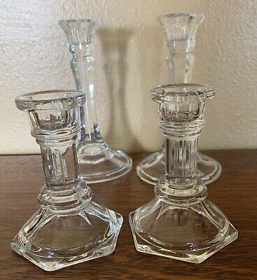 vintage clear glass candlesticks