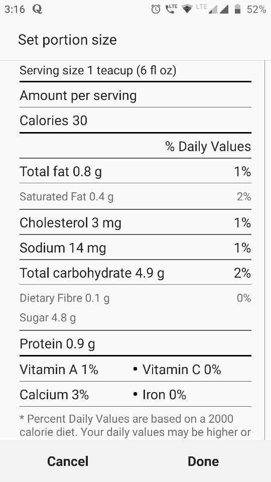 how many calories in tea with semi skimmed milk