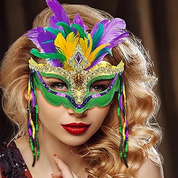 feather mardi gras mask