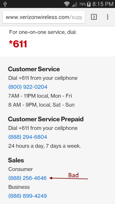 verizon wireless customer service times