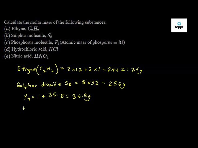 calculate the molar mass of ethyne