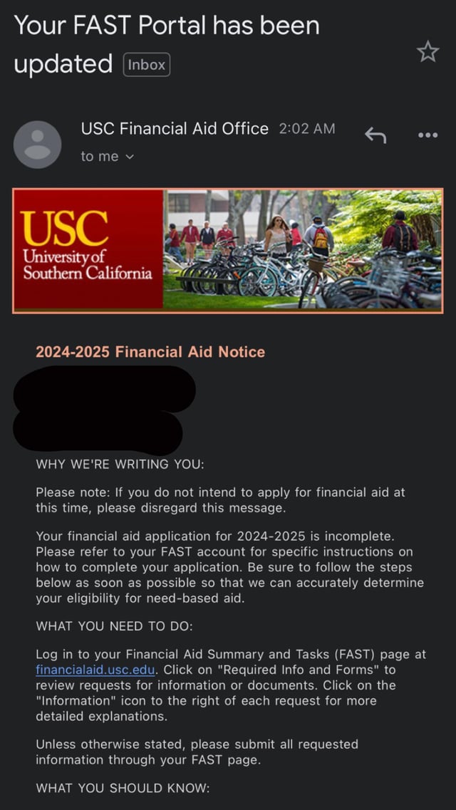 usc financial aid portal