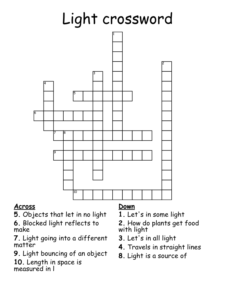 science of light crossword clue