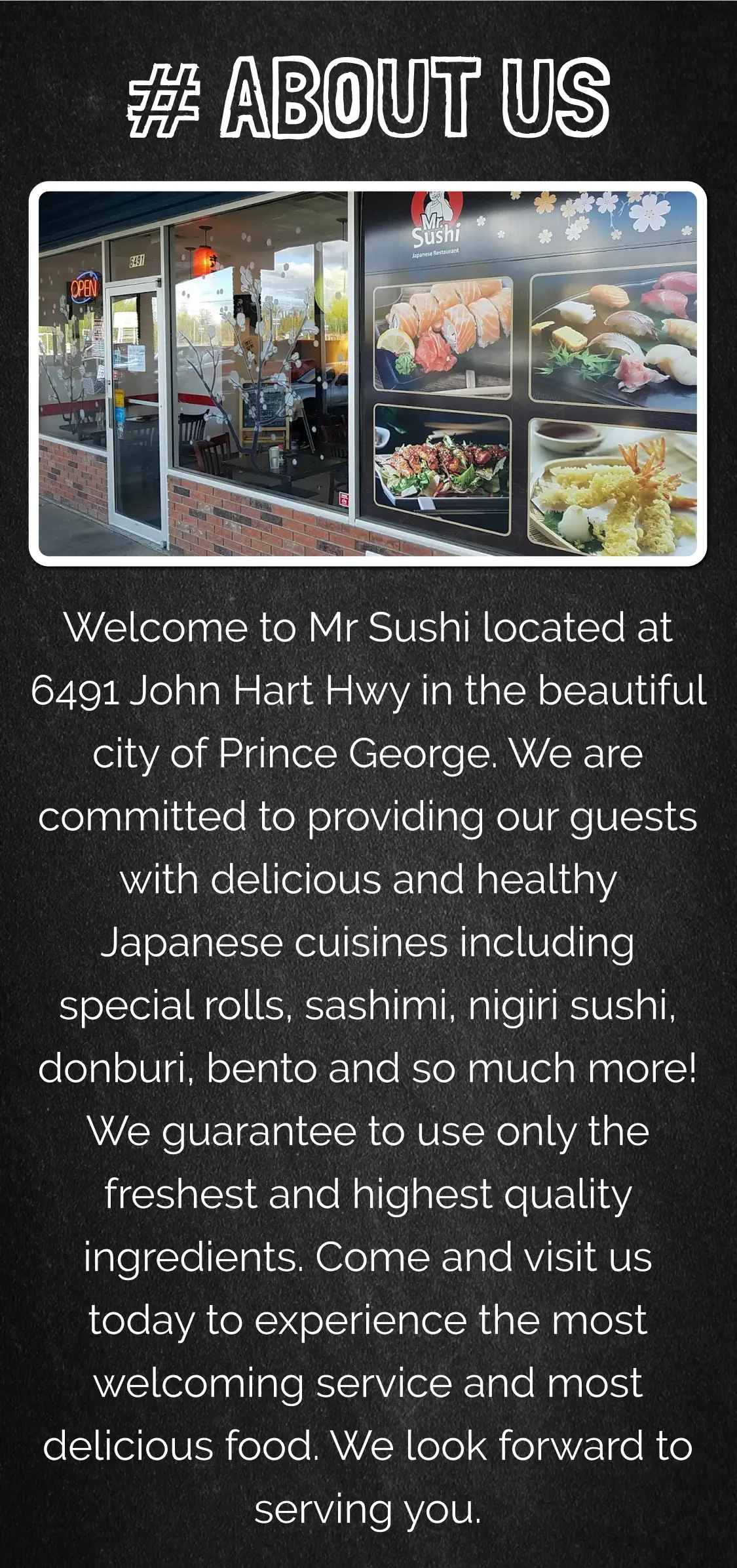 mr sushi prince george menu
