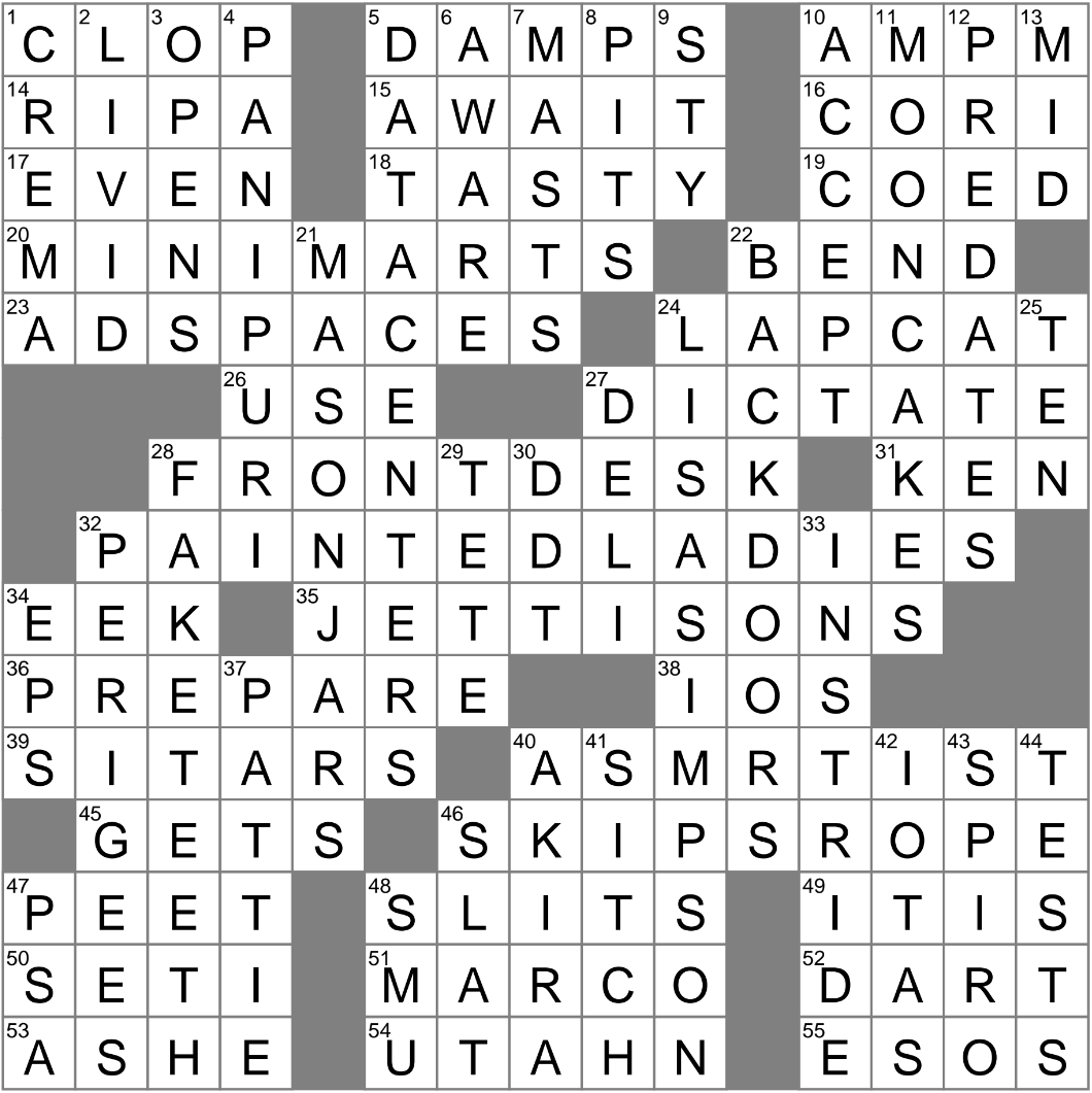 lowest point crossword clue 5 letters