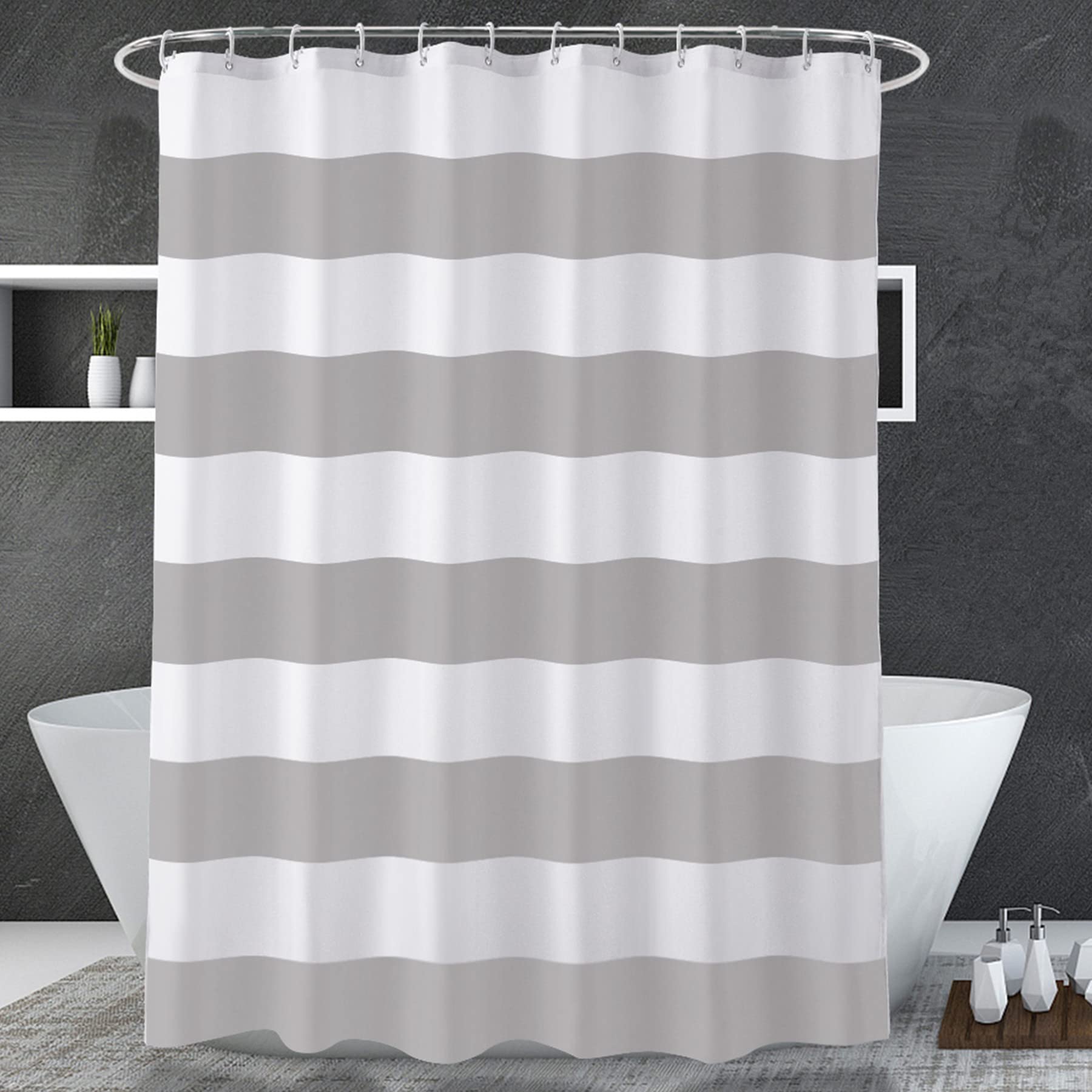 grey white shower curtain