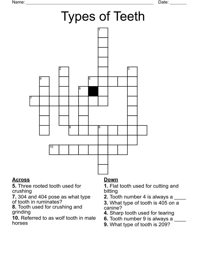 pointed tooth crossword clue