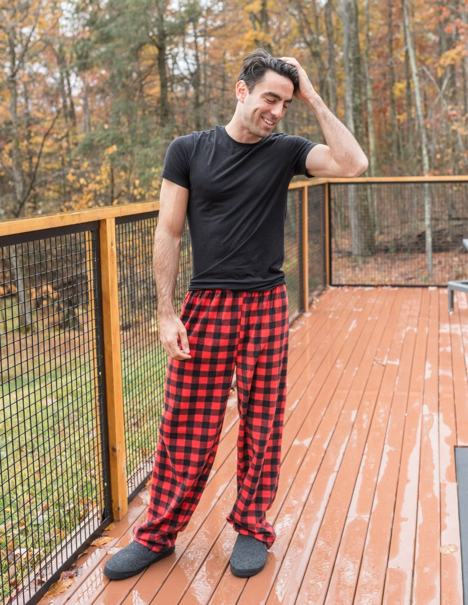 red plaid pajama pants