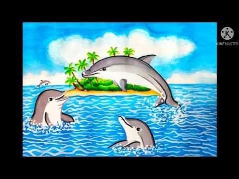 dolphin scenery drawing