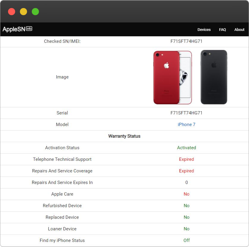 iphone specifications by serial number