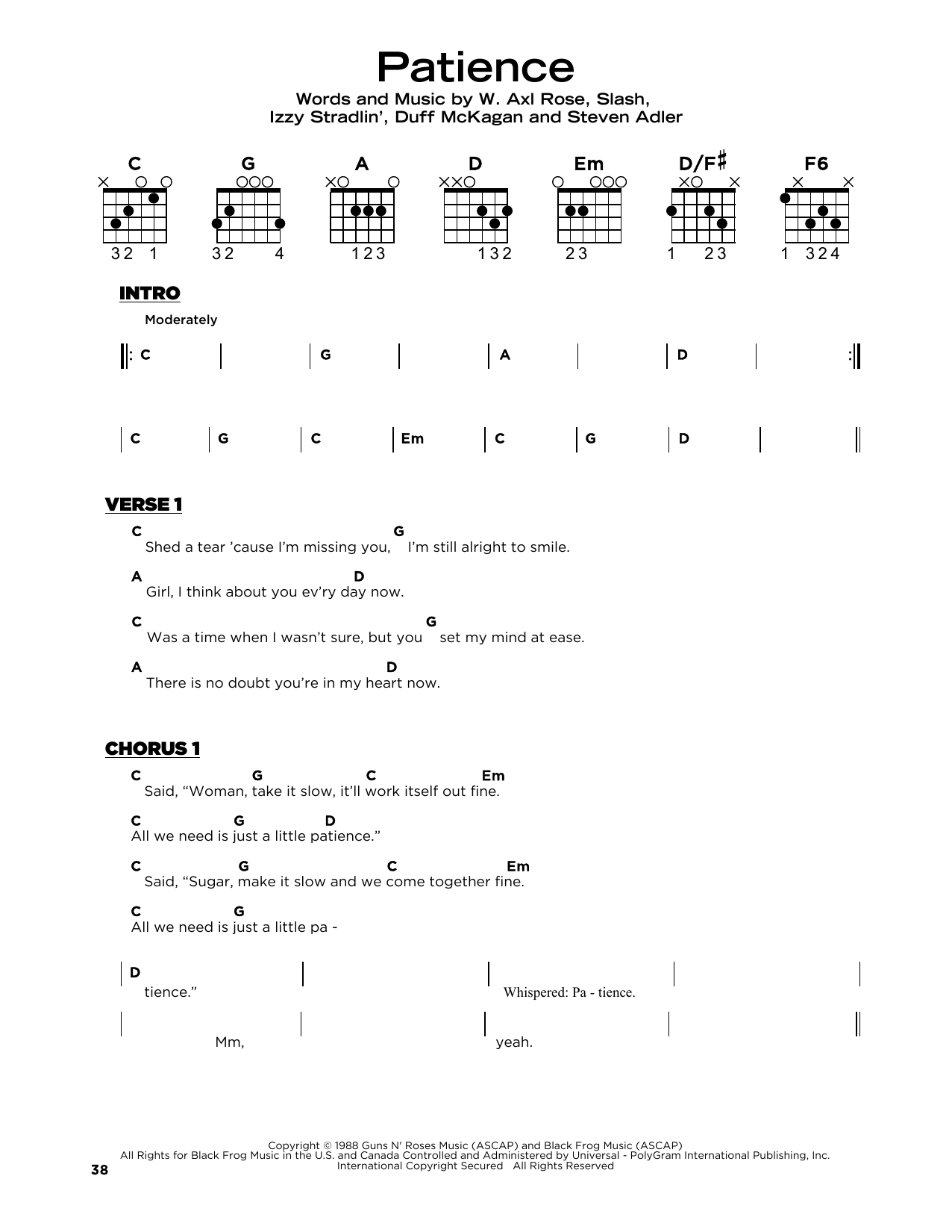 guns n roses patience chords