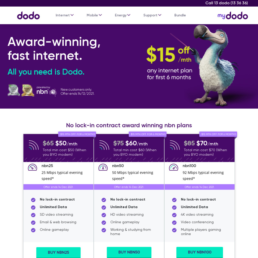 dodo phone and internet plans