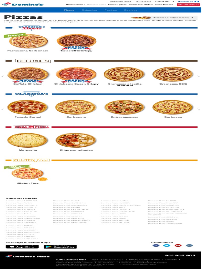 menú de dominos pizza valencia