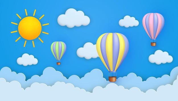 cute hot air balloon background