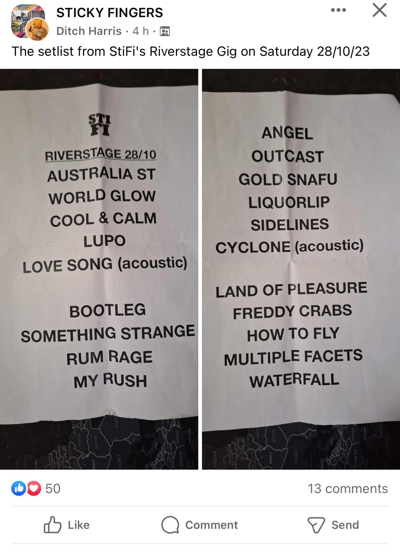 sticky fingers setlist