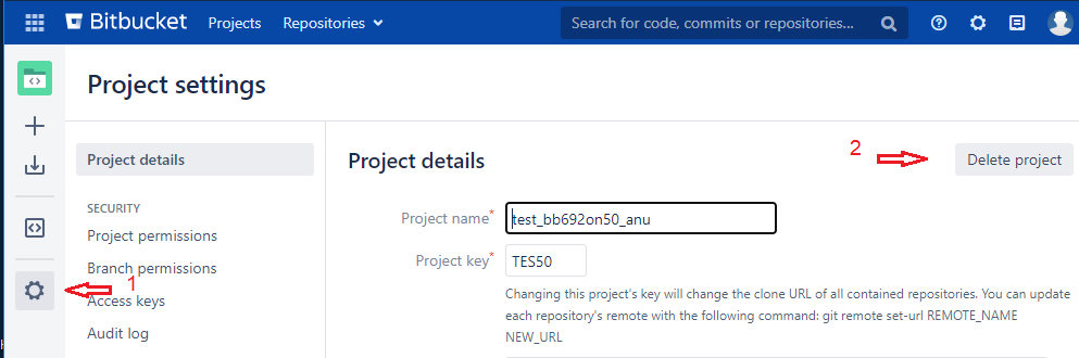 remove repository bitbucket