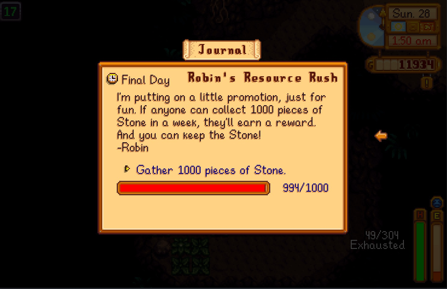 robins resource rush stardew