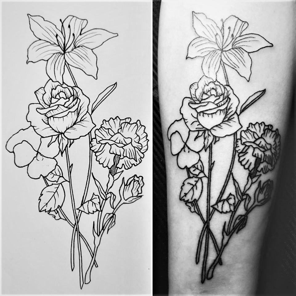 carnation and rose tattoo