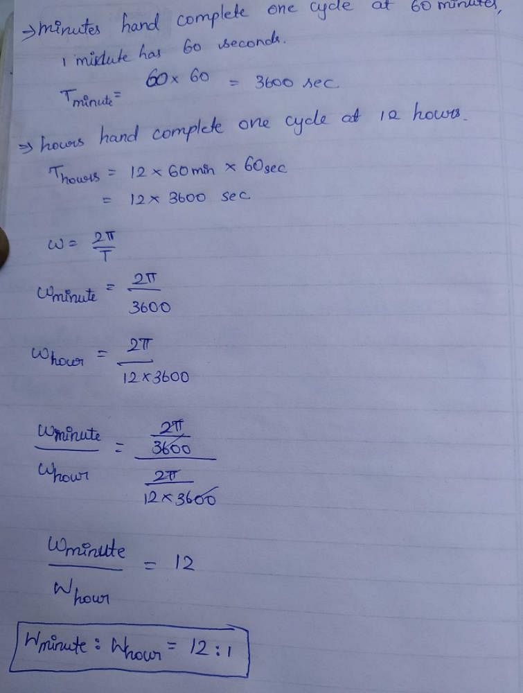 ratio of angular speed of minute and hour hand