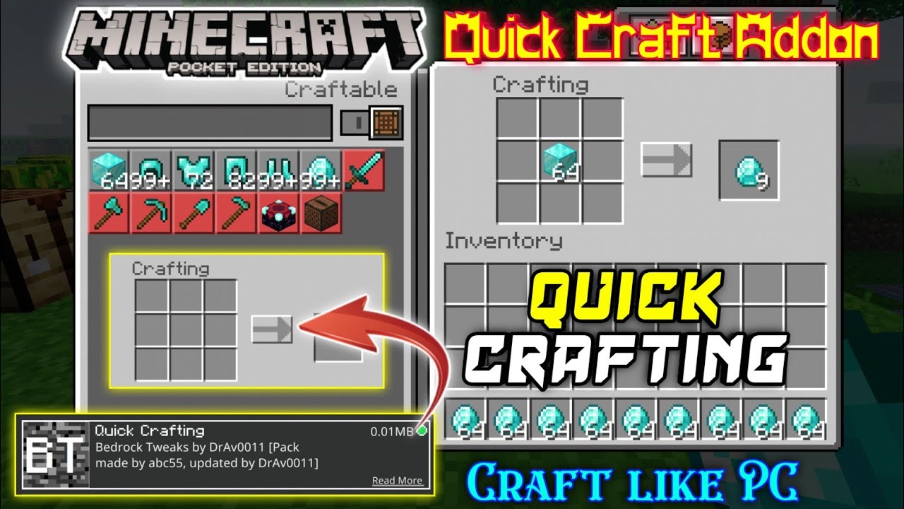 quick crafting minecraft