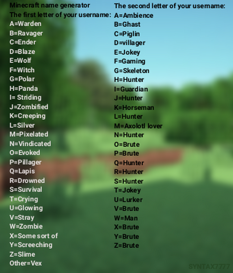 minecraft world name generator