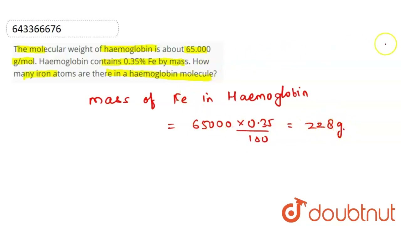 molar mass of hemoglobin