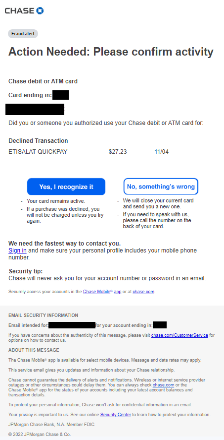 chase fraud alert scam