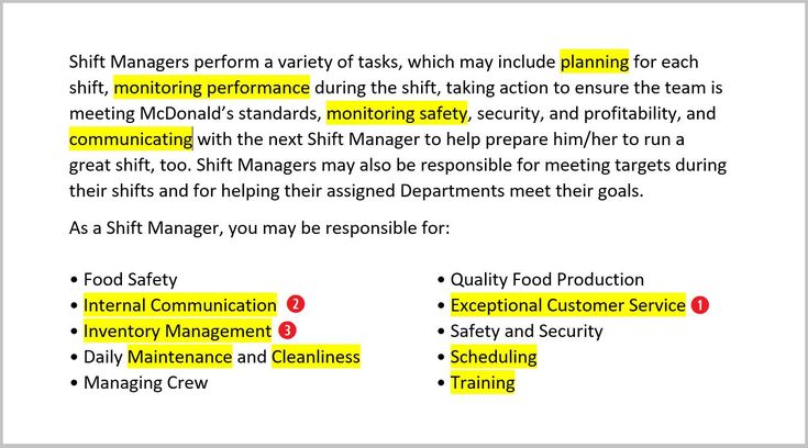 shift manager job description mcdonalds