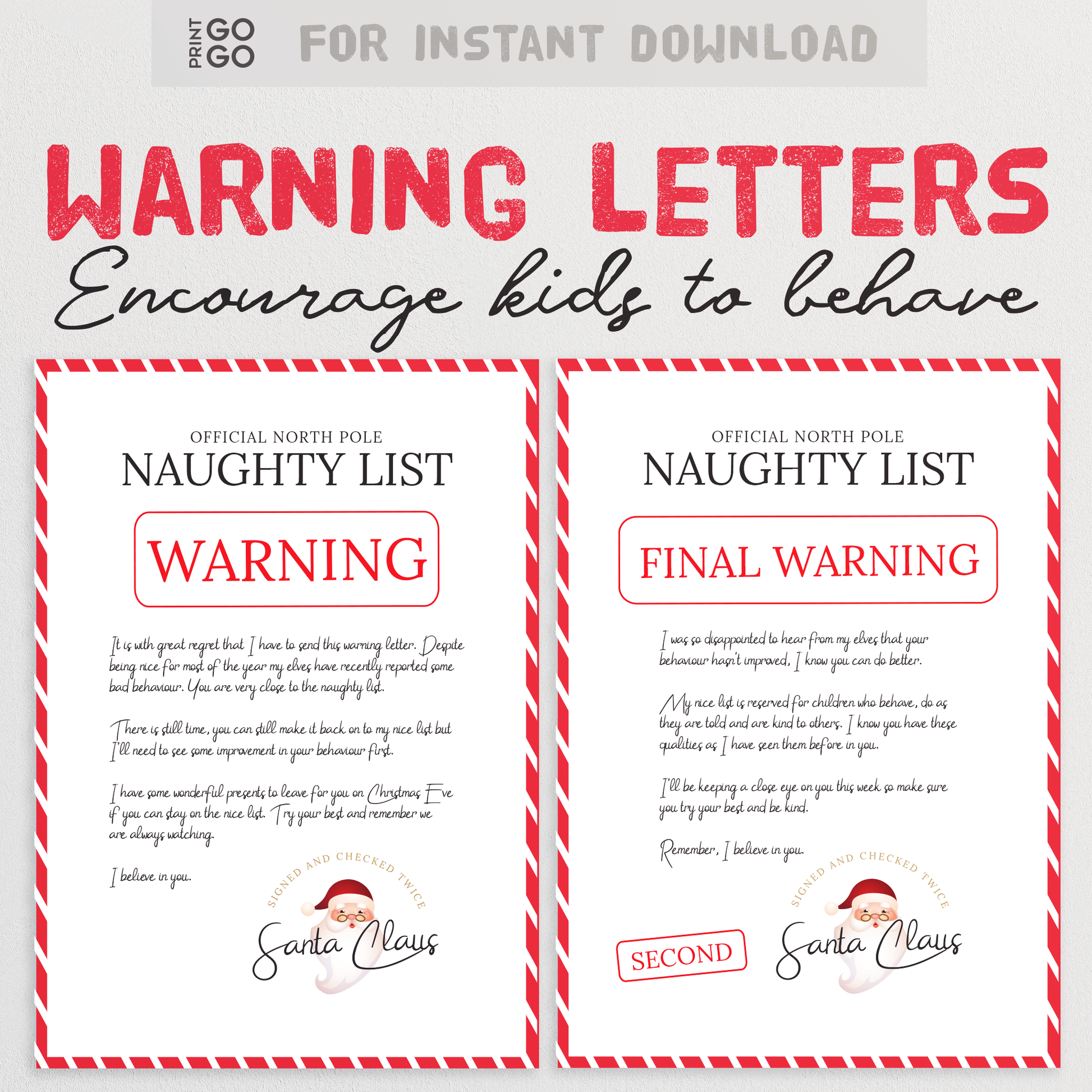 warning letter from santa - free printable