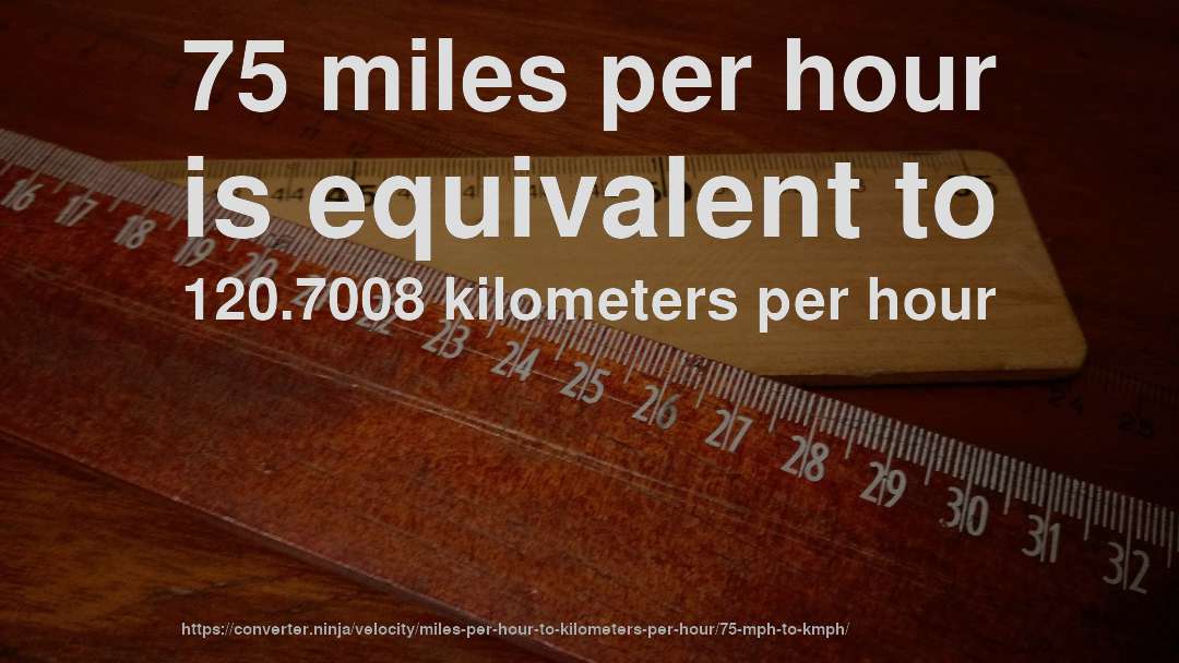 75 miles per hour in km