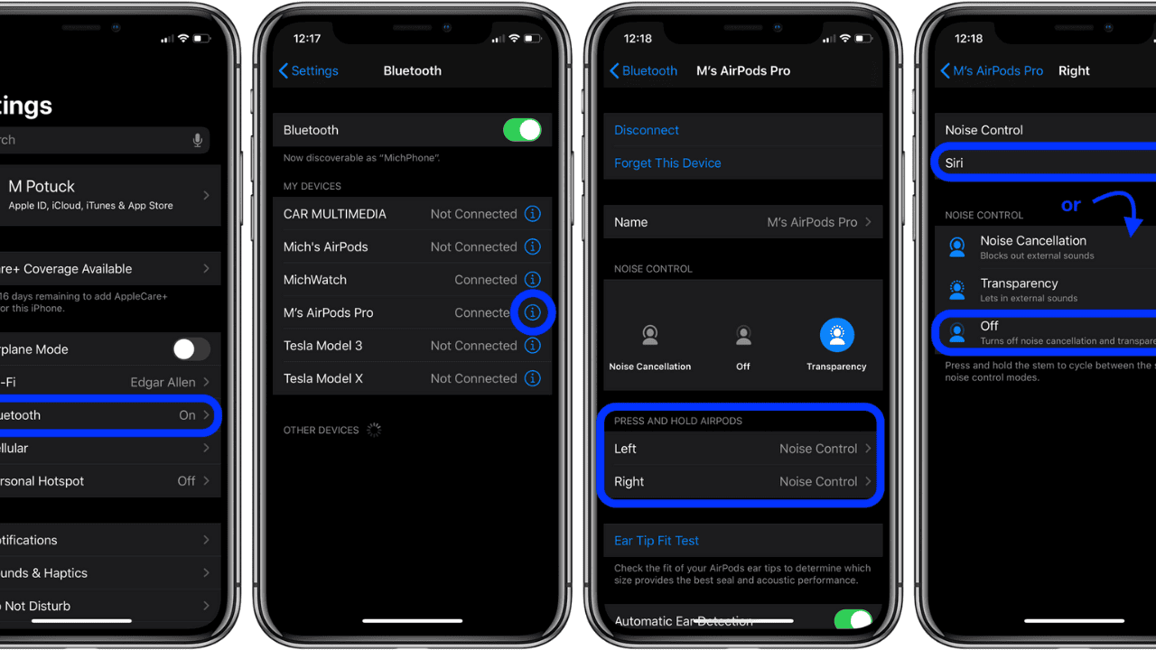 how to change airpods settings