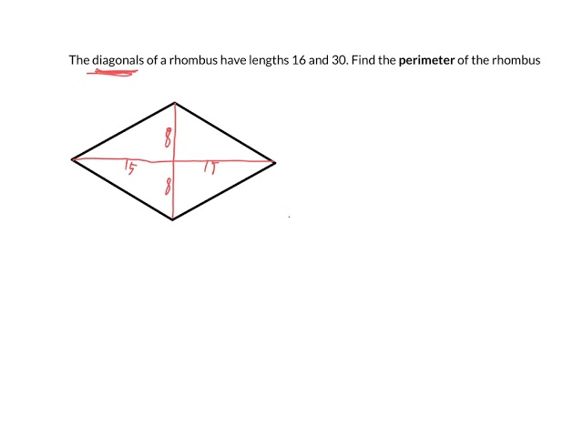 how to find perimeter of rhombus when diagonals are given