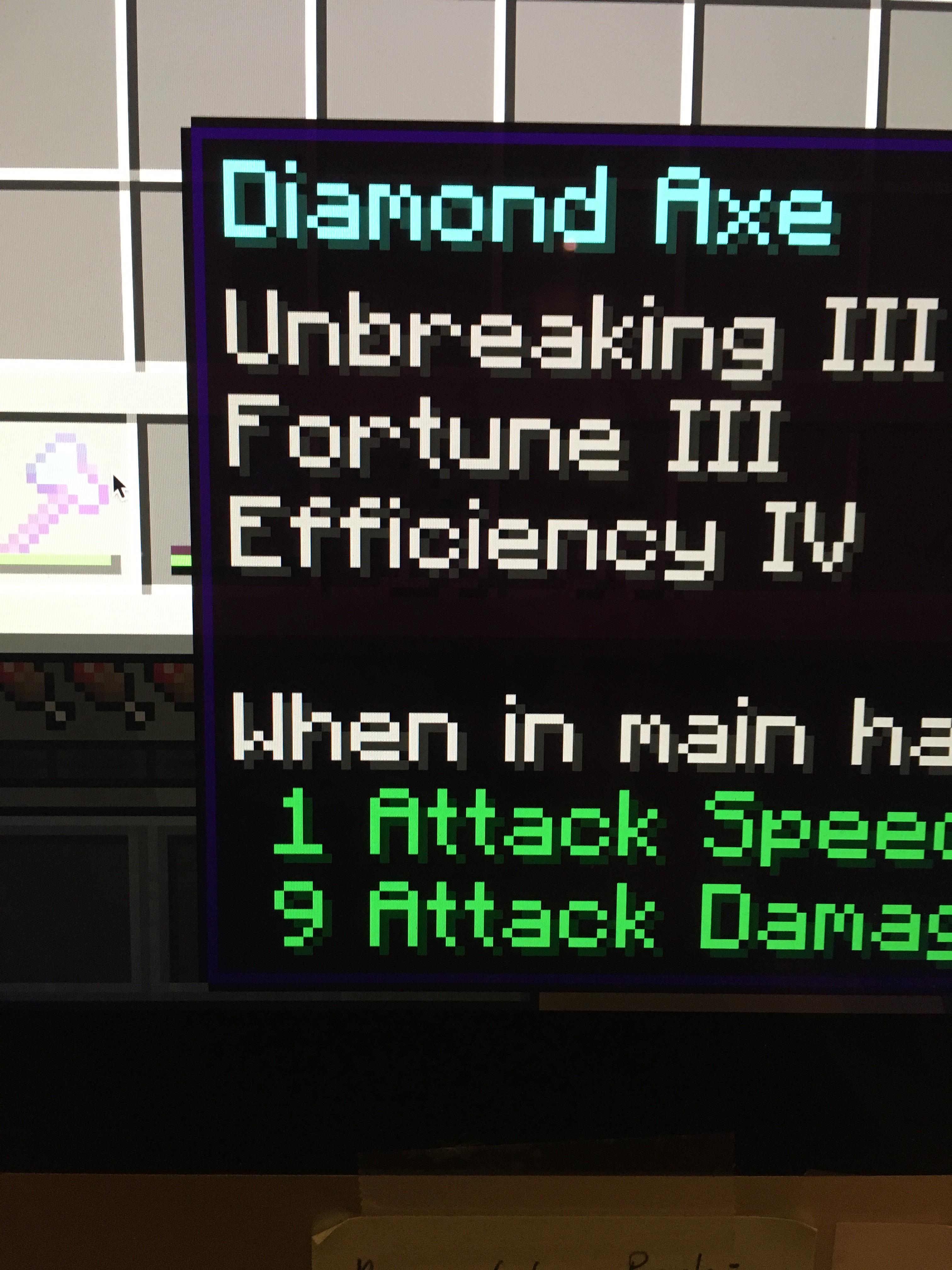 fortune on axe minecraft