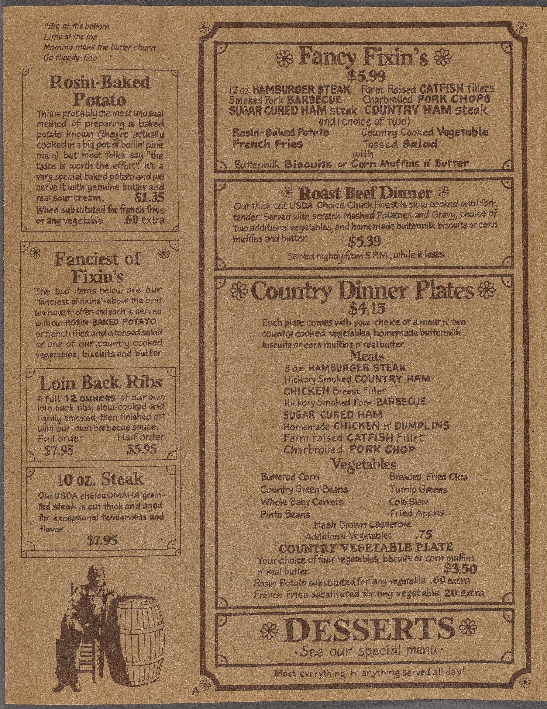 old cracker barrel menu