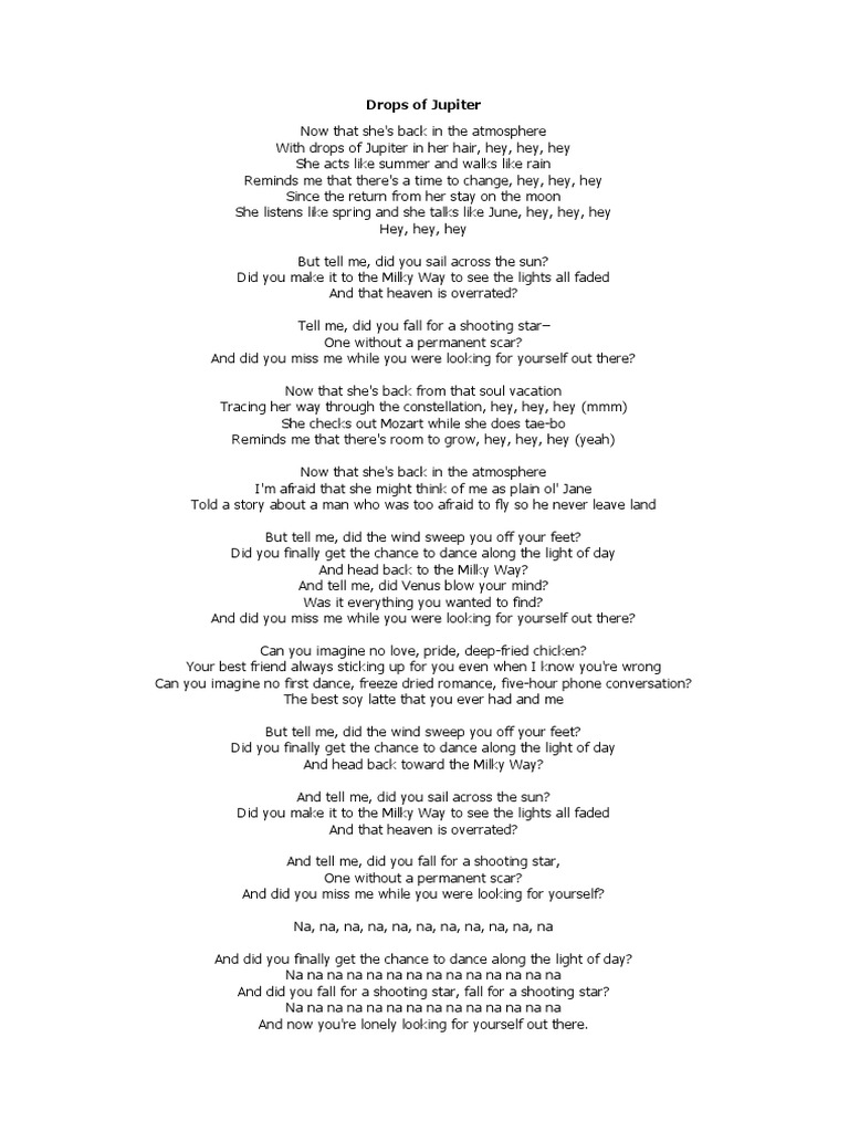 jupiter song lyrics