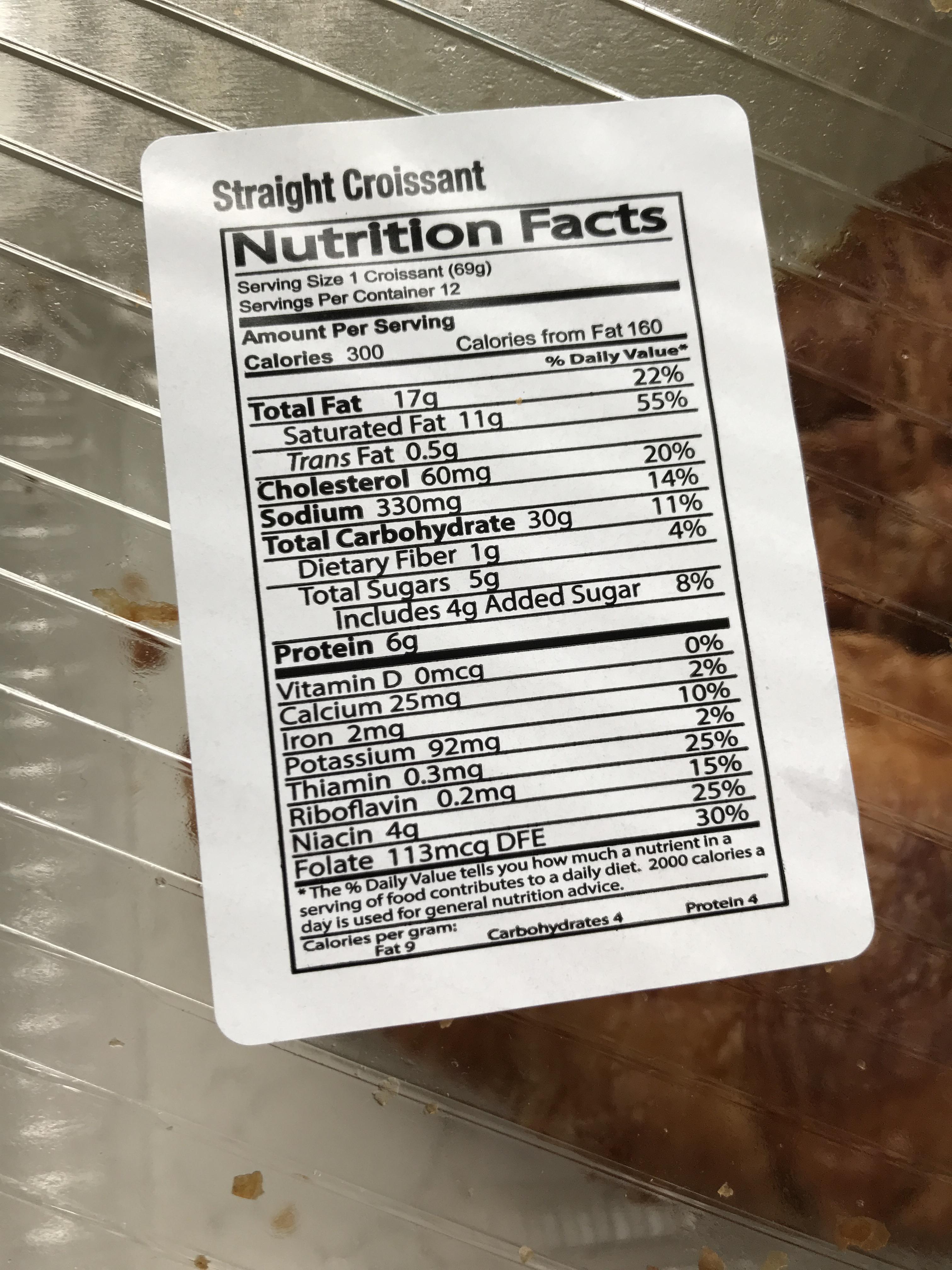 nutrition facts costco croissant