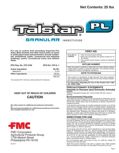 talstar insecticide label