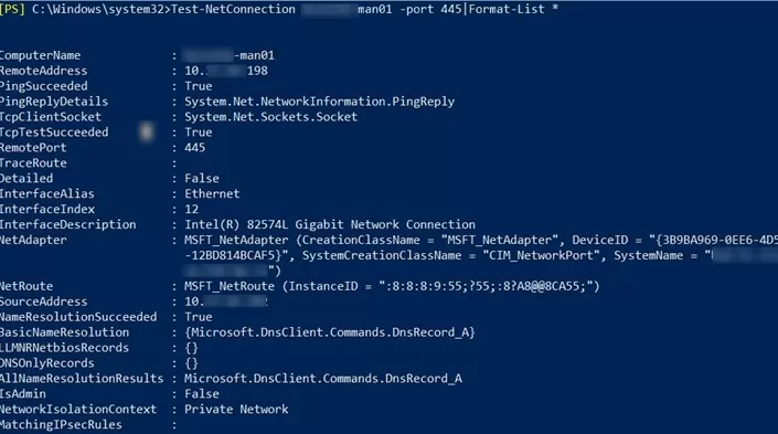 test netconnection udp port