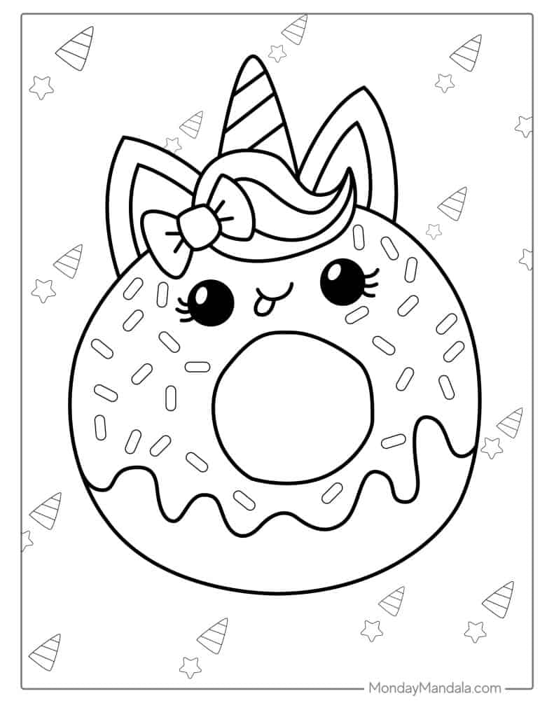 printable cute donut coloring page