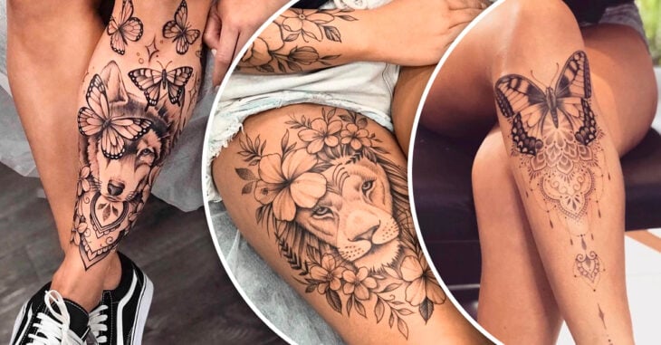 muslo tatuajes en la pierna para mujeres delicados